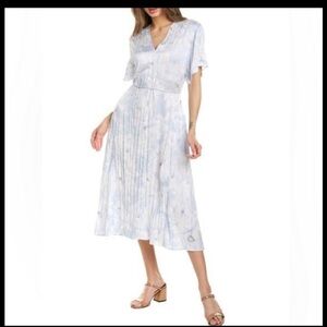 Vince Sky Blue Pleated Midi Skirt